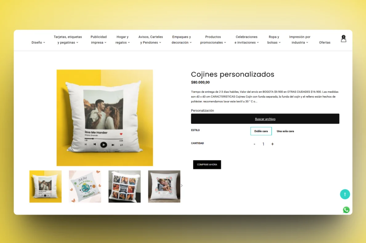 E-commerce Store Focused on Printing, Design, and Creation